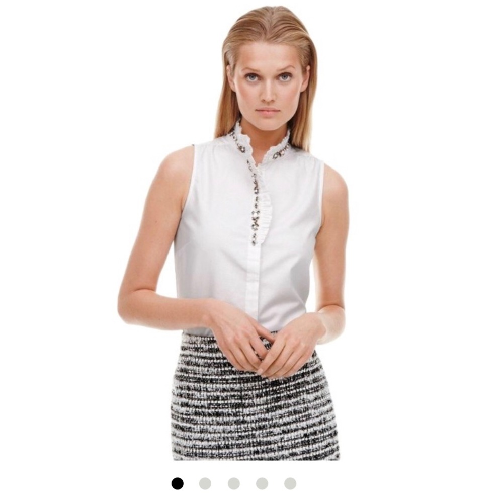 J crew white embellished high neck sleeveless top